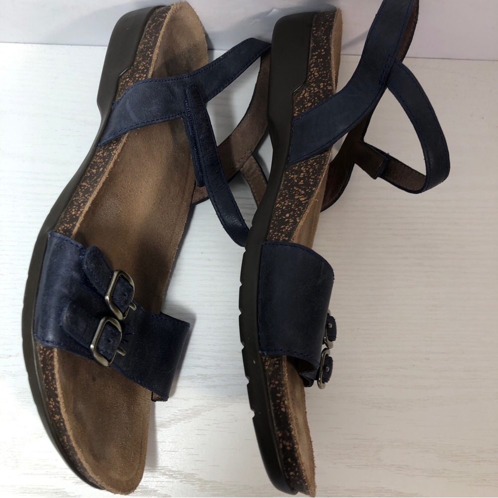 Dansko Blythe Navy Milled Nubuck Leather Platform Sandal  Size 38/US 7.5-8 - Picture 4 of 8